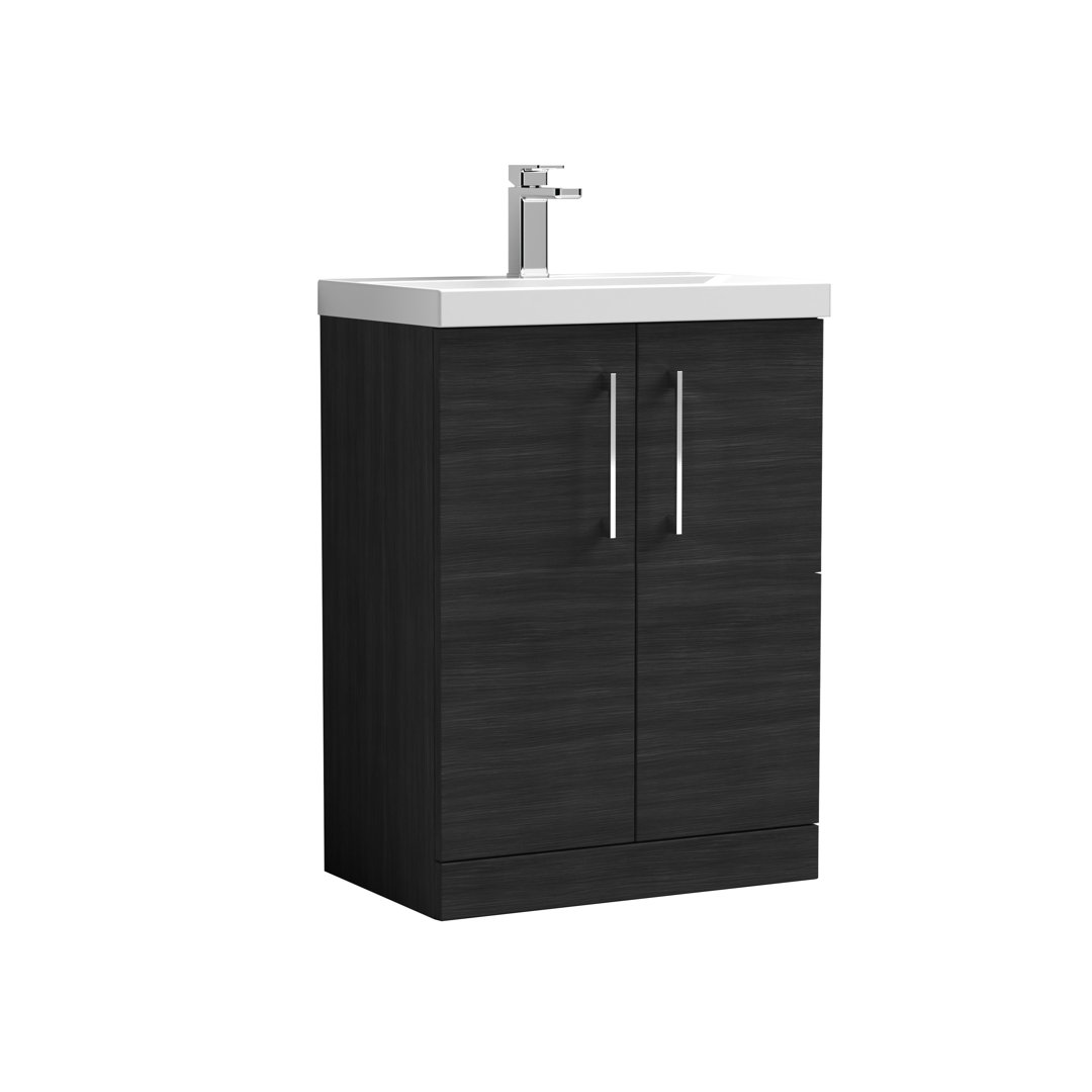 Nuie Arno 610mm Wall Hung Single Vanity Charcoal Black 850mm H X 610mm W X 395mm D